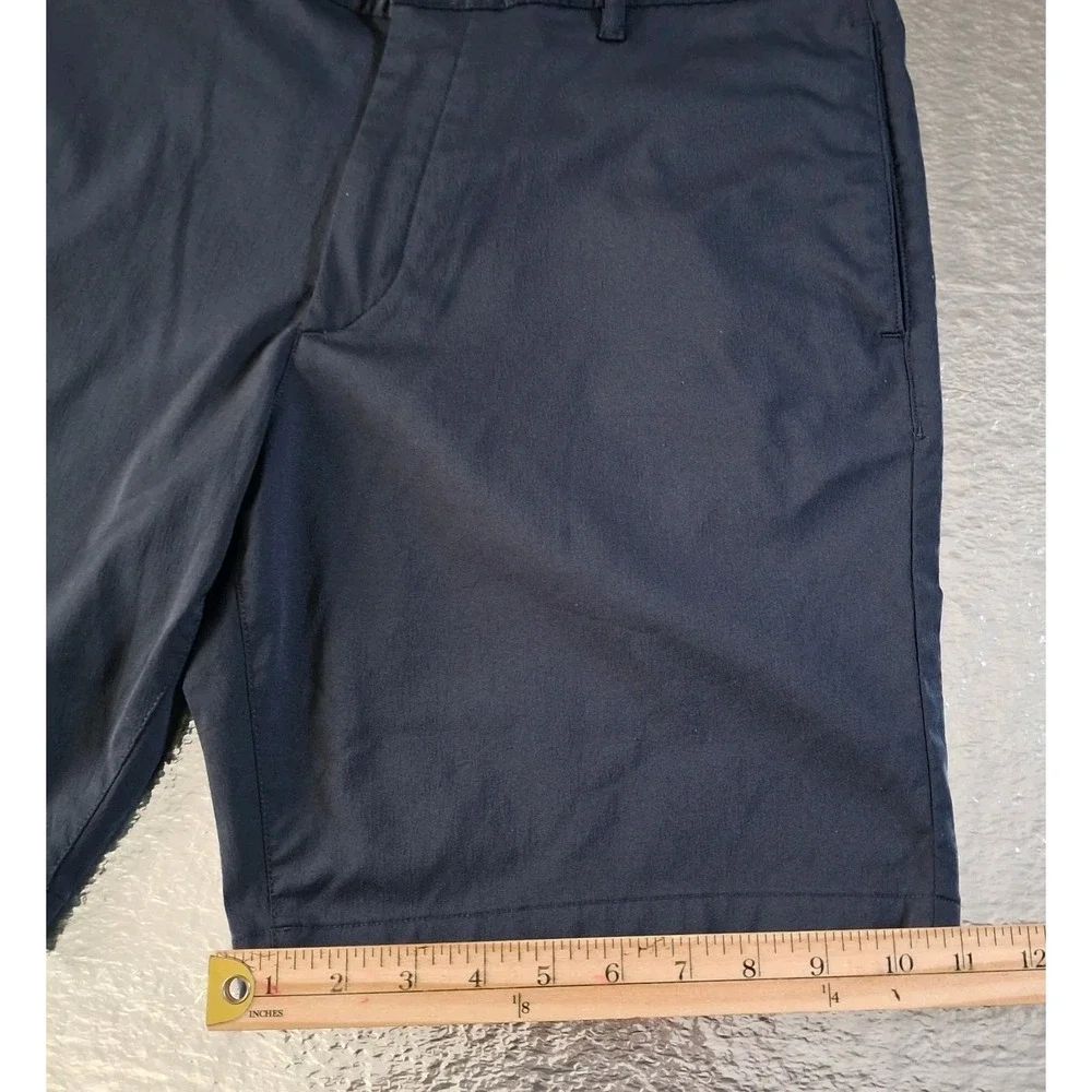 Theory Zaine Shorts Mens 36 Navy Blue Performance Chino Flat Front Casual Summer